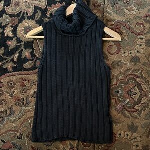 Ralph Lauren 100% silk Black Chunky turtleneck ribbed sleeveless sweater